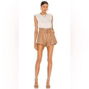 Marissa Webb Dixon Leather Paper Bag Shorts in Natural